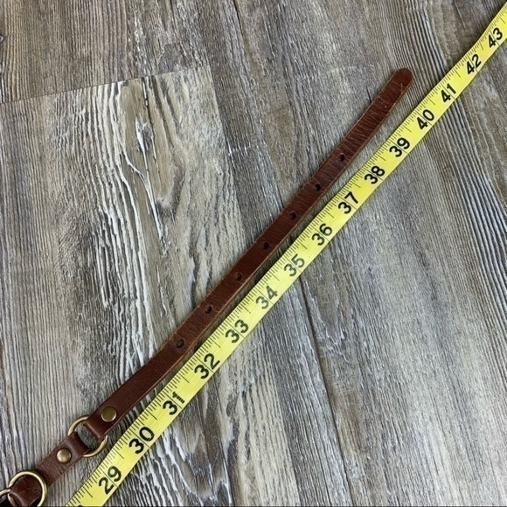 Brown Leather Brass Tone Hardware Belt - Picture 6 of 12